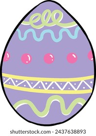 illustration of purple Easter egg cookies with chocolate decoration.