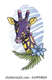 Illustration of purple giraffe