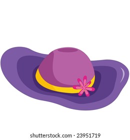 illustration of purple hat with flower