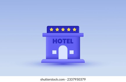 illustration purple hotel casual vector icon 3d  symbols isolated on background.3d design cartoon style. 