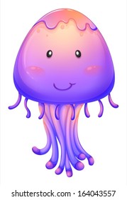 Illustration of a purple jellyfish on a white background