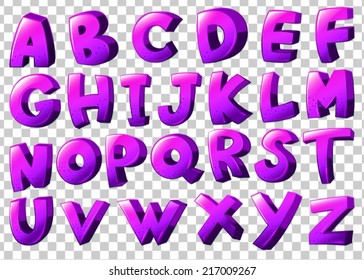 Illustration of the purple letters of the alphabet