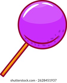 An illustration of a purple lollipop with a simple, cartoon style. Isolated on white.