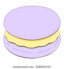 Illustration of a Purple Macaron with Taro Flavor for Dessert and Pastry Designs Perfect for Bakery branding, pastry shops, dessert packaging