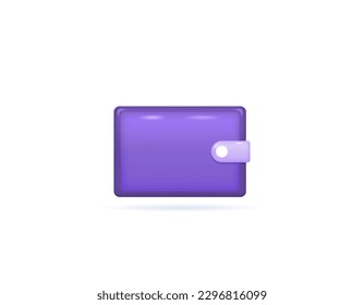 Ilustración de un bolso morado. billetera electrónica o billetera electrónica. almacenamiento de dinero en línea. símbolos o iconos. 3D y diseño realista. elementos vectores. fondo blanco