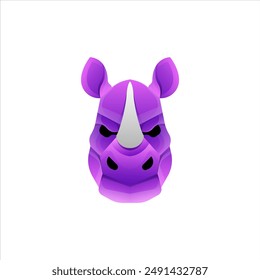 illustration of a purple rhino head design with a gradient appearance