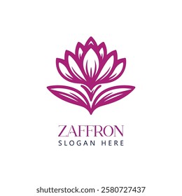 Illustration purple saffron flower logo vector on white background