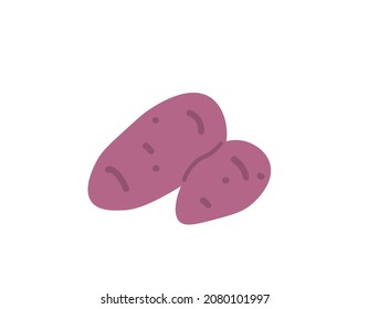 illustration of a purple sweet potato. vegetables and food. flat cartoon style. vector design