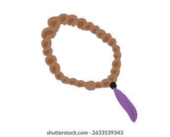 Illustration of purple tassel prayer beads