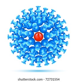 illustration of push pin around globe showing networking