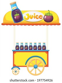 Illustration of a pushcart selling fruit juice on a white background