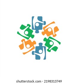 illustration of puzzle combined with peoples.