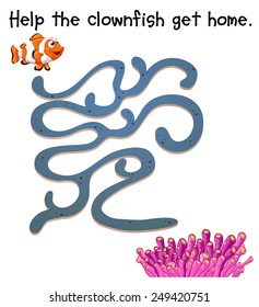 Illustration of a puzzle game with clownfish and coral reef