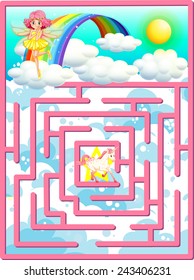 Illustration of a puzzle game with fairy scene