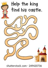 Illustration of a puzzle game with king and a castle