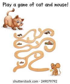 Illustration of a puzzle game with mouse and cat