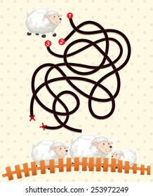 Illustration of a puzzle game with sheeps