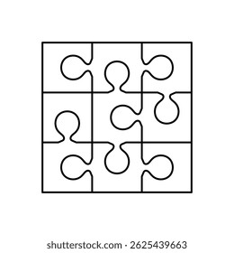 illustration of puzzle line shape of different shape on white background