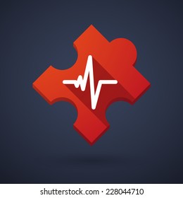 Illustration of a puzzle piece icon with a heart beat