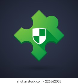 Illustration of a puzzle piece icon with a shield