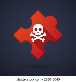 Illustration of a puzzle piece icon with a skull