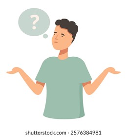 Illustration of a puzzled man with a question mark in a thought bubble
