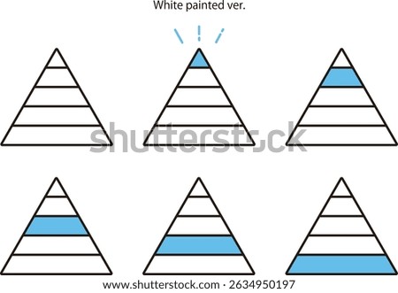Illustration of a pyramid with colored levels, white painted version