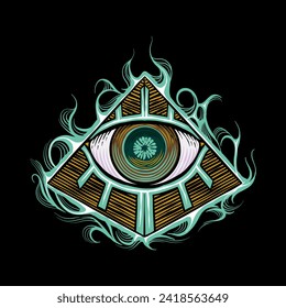 illustration of a pyramid with an eye in the middle