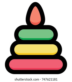 
Illustration of pyramid toy stacking ring, children stacking rings toy vector icon
