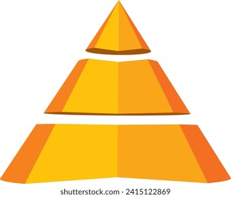 Ilustración de un gráfico en forma de pirámide con tres divisiones