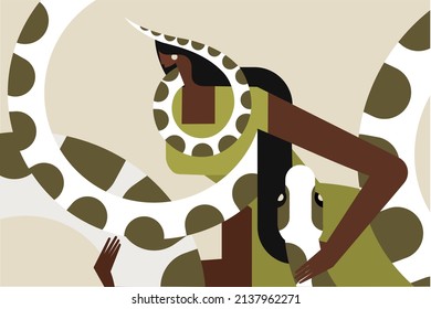 Illustration of a python warp around a woman