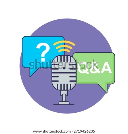 Illustration of a Q and A icon with a microphone