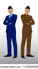 Illustration of quaid e azam in multi colors of suits on wihte background isolated full vector design