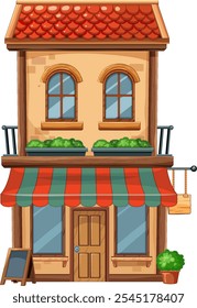 Illustration of a quaint two-story building