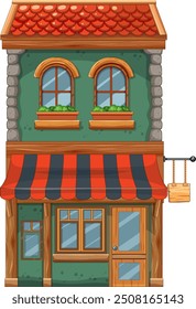 Illustration of a quaint, two-story shop