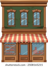 Illustration of a quaint, two-story shop