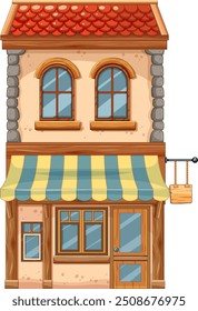 Illustration of a quaint, two-story shop