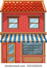 Illustration of a quaint, two-story shop