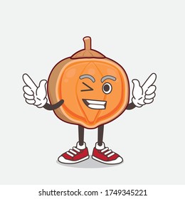 An illustration of Quararibea Cordata cartoon mascot character with Winking eye