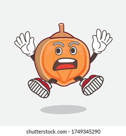 An illustration of Quararibea Cordata cartoon mascot character with shocked gesture