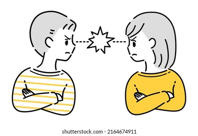 Illustration of a quarreling couple.