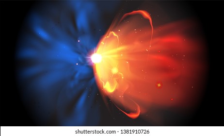 Illustration Of Quasar Burst In Vector. It Is Suitable For Being As A Background Or Template In Science Or Technology Related Theme Such As: Big Bang, Star Explosion In The Universe, Etc.