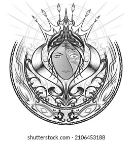 Illustration of a queen with a light