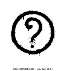 Illustration of a question mark in a circle in graffiti style on a white background