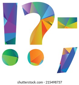 illustration with question mark of different colors on a white background