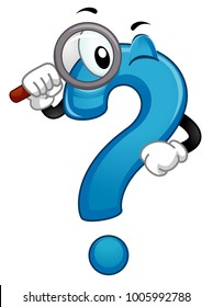 Illustration of a Question Mark Mascot Holding a Magnifying Glass Searching for an Answer