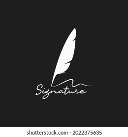 Illustration Quill Feather Pen Signature Handwriting logo design vector