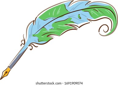 Illustration of a Quill Pen with the Earth Design