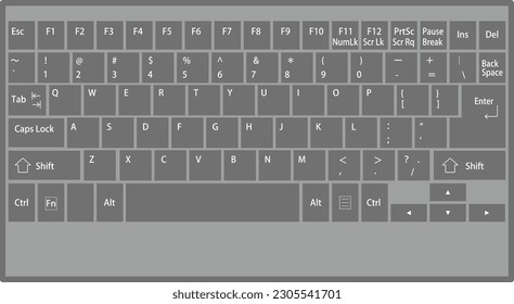 Illustration einer Computertastatur für das QWERTY-Layout (US-Tastatur für das Layout)