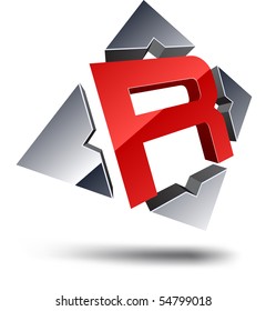 Ilustración del elemento de diseño 3d "R".